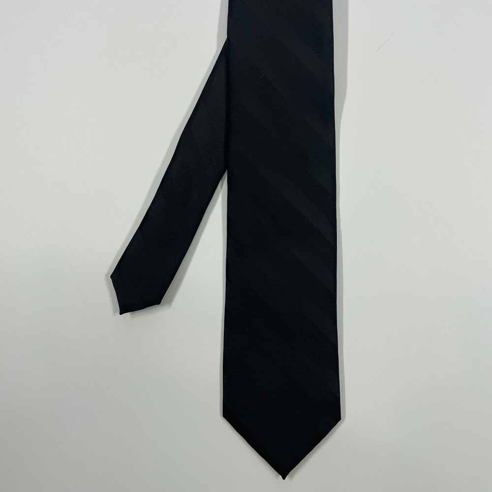 Croft & Barrow Black Tonal Striped Necktie Mens One Size